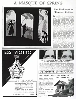 Masque Prints: Report in The Tatler about a fashion event for spring fashions with settings