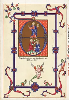 Monsters Prints: Reproduction of a page from a 13th century illuminaed Latin psal