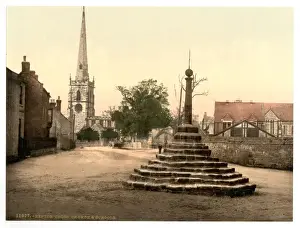 Repton Cross, church and school, Derbyshire, England