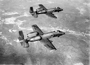 Thunderbolt Prints: Two Republic A-10 Thunderbolt II close air support aircraft