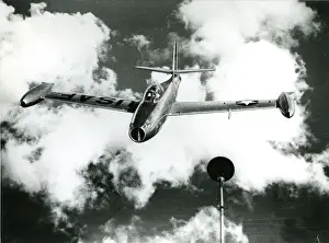Approaches Prints: A Republic F-84 Thunderjet, approaches an inflight refue?