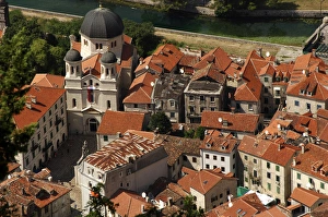 Images Dated 20th August 2007: REPUBLIC OF MONTENEGRO. KOTOR. View of the city with the chu