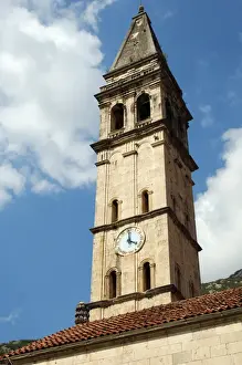 Balkan Prints: REPUBLIC OF MONTENEGRO. Perast. Saint Nicholas Church. Tower