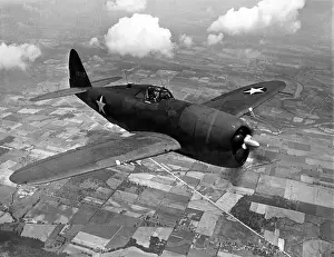 Aloft Prints: Republic P-47 (forward view) aloft from above