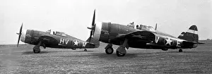 Thunderbolt Prints: Republic P-47 Thunderbolt trio (side view, (running-up)