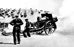 Republican Field Artillery firing near Toledo; Spanish Civil