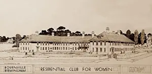 Bournville Prints: Residential Club drawing, Bournville Village in the 1920s