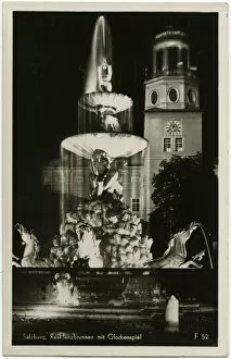 Residenzbrunnen (fountain) in Salzburg - Nightime