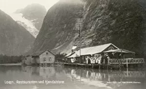 Cabins Collection: Restaurant and Kjendal Glacier, Loen, Norway