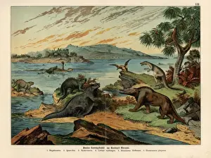 Mineralogy Prints: Restoration of a landscape in Cretaceous Europe