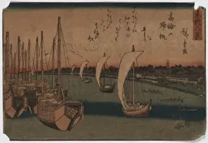 Takanawa Prints: Returning sails at Takanawa