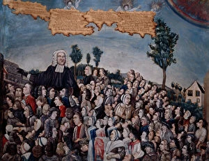 National Museums Northern Ireland Gallery: Rev. George Whitefield, Preaching in the Timber Yard at Lurg