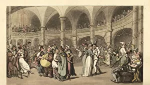 Images Dated 7th June 2019: Revellers in costume at a masked ball in a large theater
