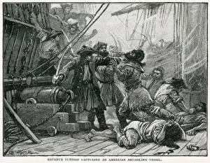 Images Dated 10th July 2019: Revenue Cutters capturing an American Smuggling vessel