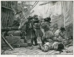 Revenue Cutters capturing an American Smuggling vessel