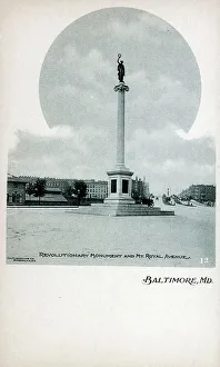 Baltimore Prints: Revolutionary Monument and Mount Royal Avenue, Baltimore