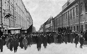 Allegiance Gallery: Revolutionists marching to Duma, Petrograd, Russia