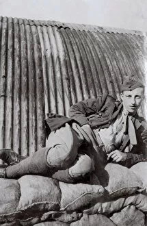 Images Dated 25th January 2017: RFC crewman relaxing, Northern France, WW1