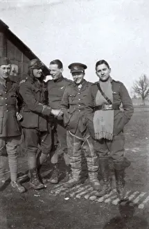 RFC crewmen, Villeselve, Northern France, WW1