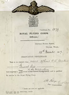Corps Collection: RFC (Officers) Graduation Certificate, WW1