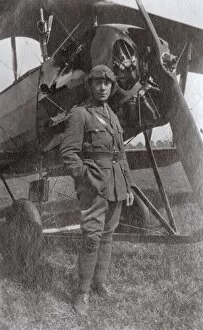 Images Dated 25th January 2017: RFC pilot with plane, London Colney, Hertfordshire, WW1