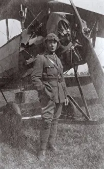 Ellis Prints: RFC pilot with plane, London Colney, Hertfordshire, WW1