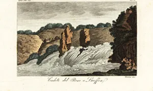 Rhine Falls or Rheinfall at Schaffhausen, Switzerland, 1800s