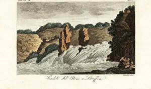 Images Dated 20th November 2019: Rhine Falls or Rheinfall at Schaffhausen, Switzerland, 1800s