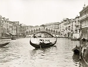 Rialto Bridge and gondola, Venice, Italy