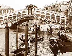 Rialto Prints: Rialto Bridge Venice Italy early 1900s