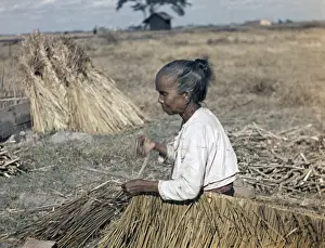 Rice - thatch making - Rangoon