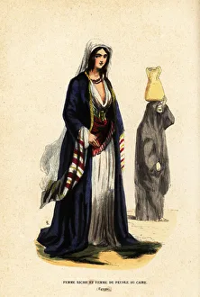Muslin Prints: Rich woman and woman of the people, Cairo, Egypt, 19th century