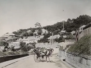 Nagasaki Prints: Rickshaw on The Bluff, Nagasaki