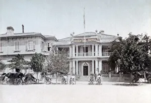 Rickshaws, Oriental hotel, Kobe, Japan, c. 1890