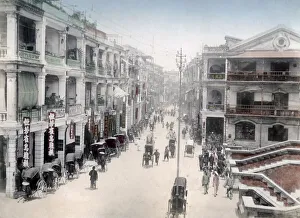 Rickshaws on Queens Road, Hong Kong, c. 1890 s