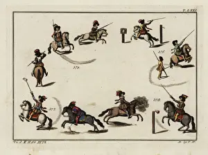 Ecole Prints: Rider performing carousel exercises with lance