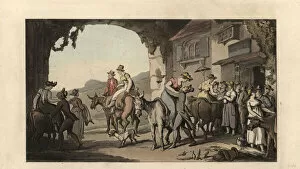 Riders at a donkey post-house, France, 18th century