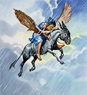 Images Dated 4th July 2006: Riding a donkey asleep in the rain