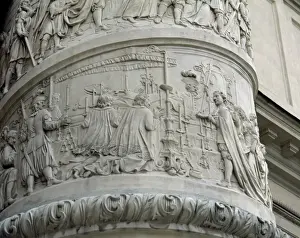 Right column with reliefs depicting scenes from the life of