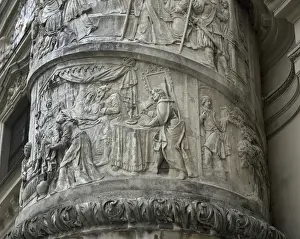 Right column with reliefs depicting scenes from the life of