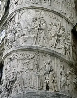 Right column with reliefs depicting scenes from the life of