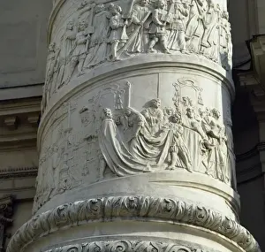 Right column with reliefs depicting scenes from the life of