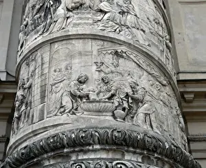 Right column with reliefs depicting scenes from the life of