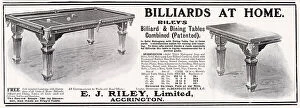 Billiard Collection: Riley's Billiard Tables, available in different sizes for private homes in mahogany wood. Date: 1904