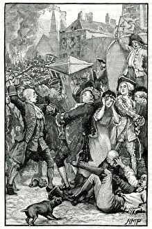 Riots Collection: Riot at the burning of The North Briton newspaper, 1763