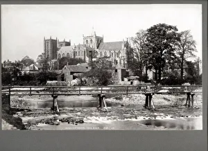 Cityscape Collection: Ripon Cathedral viewed from the river