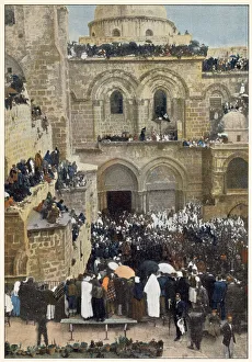 Images Dated 29th March 2021: Ritual washing of feet at the church of the Holy Sepulchre, Jerusalem
