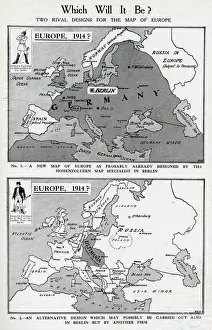 Territory Prints: Two rival designs for the Map of Europe, WW1
