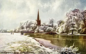Avon Prints: River Avon in winter, Stratford-on-Avon, Warwickshire
