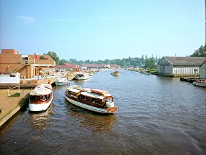 Wroxham Prints: River Bure, Norfolk Broads - Below Wroxham Bridge